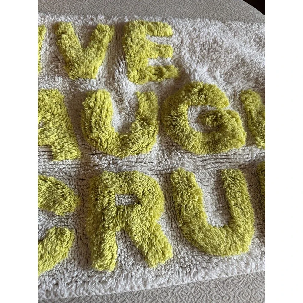 URBAN OUTFITTERS Yellow Multi Tufted Shag Bath Mat Rug